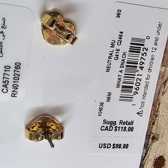 Kate Spade What A Snack Strawberry & Ice Cream Gold and Silver Cone Earrings NWT - Picture 7 of 8